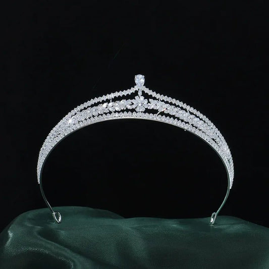 Elegant Silver Zircon Tiara for Brides