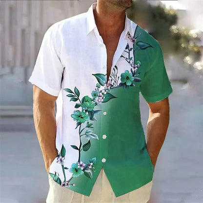 Men's Hawaiian Floral Gradient Short Sleeve Shirt