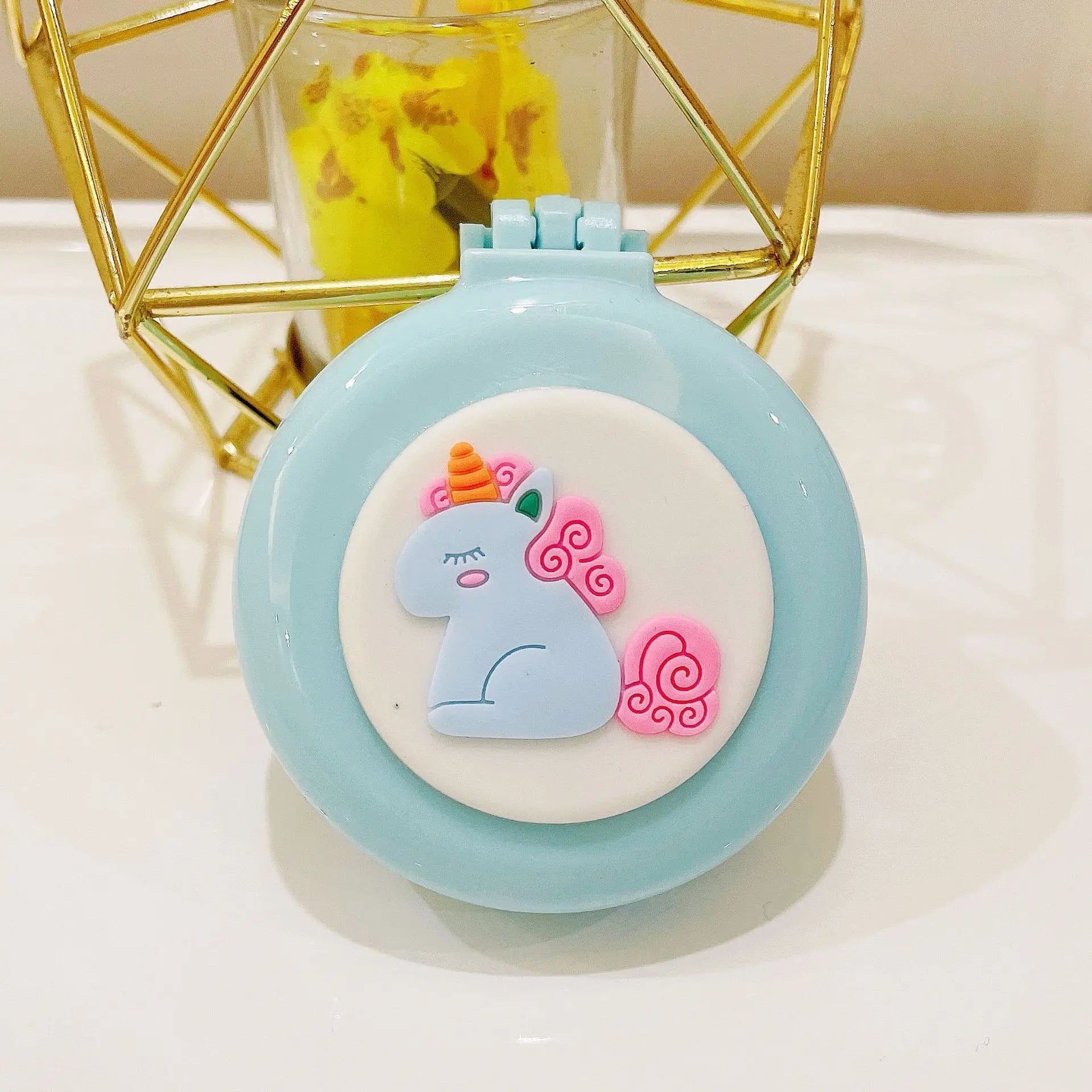 Portable Cartoon Folding Hair Brush with Mirror