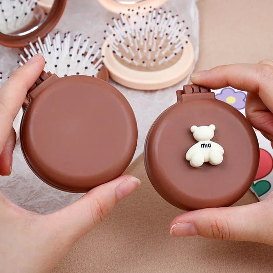Portable Mini Pocket Mirror Hair Brush