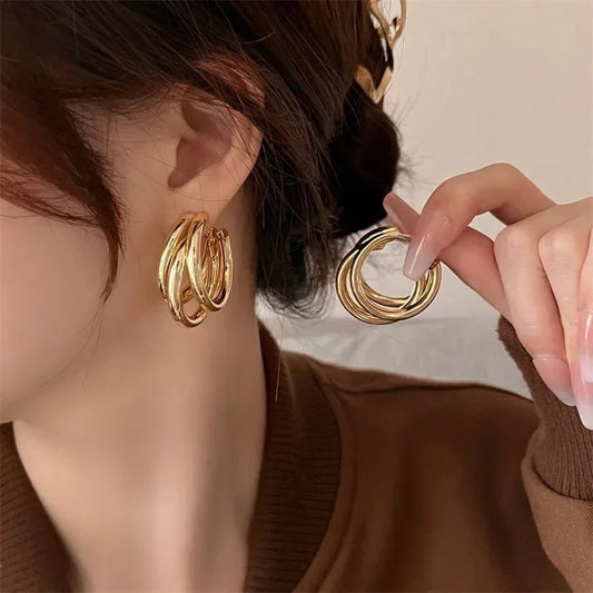 Vintage Stainless Steel Hoop Earrings for Women