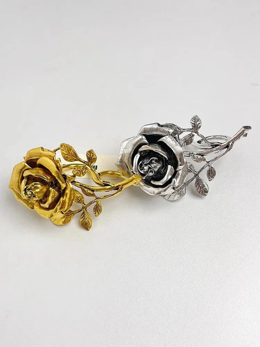 Vintage Metal Rose Open Rings for Women