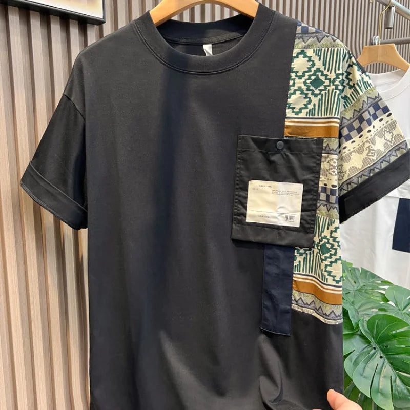 Men's Casual Printed Pocket T-Shirt for Summer