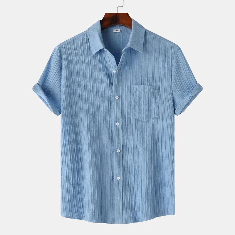 Men's Green Linen Short Sleeve Shirts