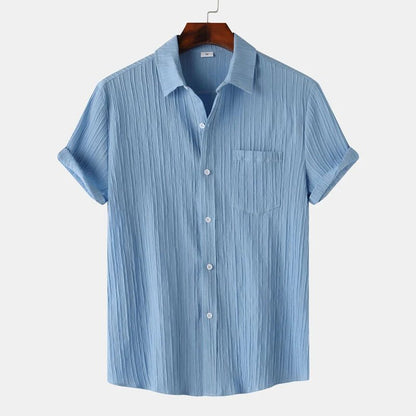 Men's Green Linen Short Sleeve Shirts