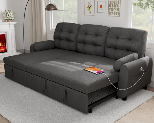 87” Sleeper Sectional Sofa with Storage