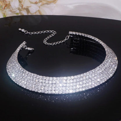 Luxury Silver Rhinestone Wedding Jewelry Set