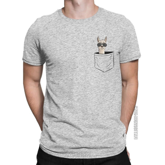 Cool Men's Alpaca Pocket T-Shirt with Sunglasses