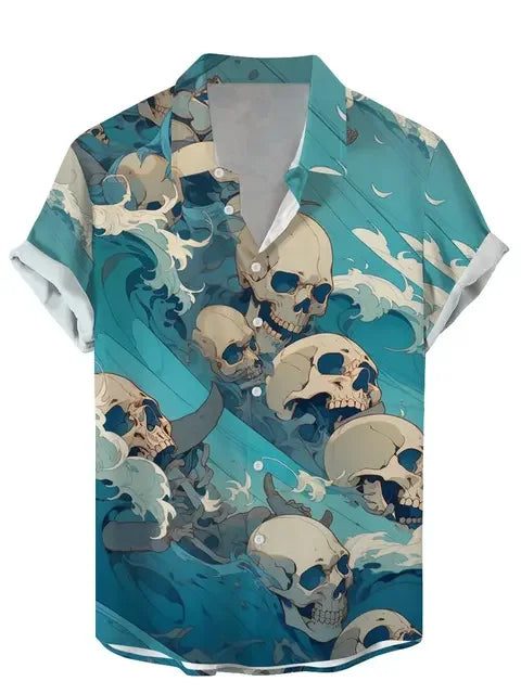 Funny Vintage Skull Floral Hawaiian Shirt