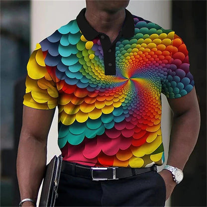 Men's 3D Print Golf Polo Shirt