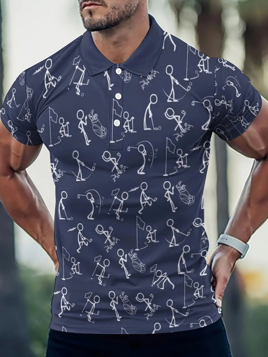 Trendy Men's Stick Man Golf T-Shirt
