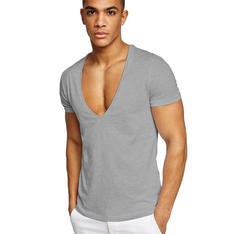 Men's Deep V Neck Casual T-Shirts
