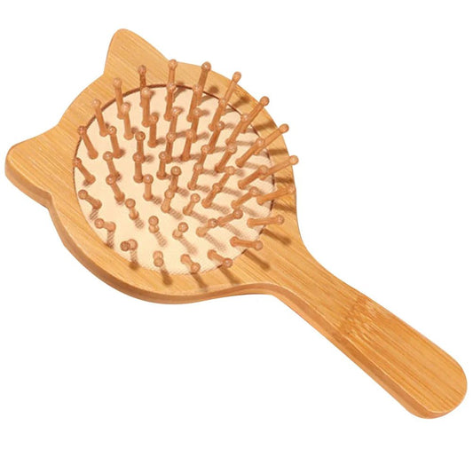 Cat-Shaped Bamboo Travel Hair Detangling Brush