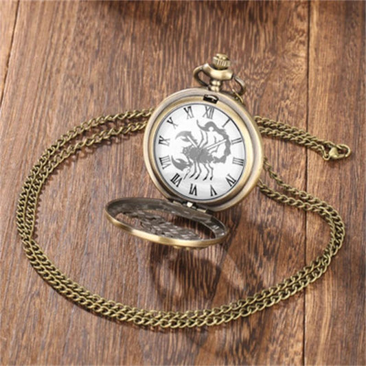 Unisex Quartz Pocket Watch with Scorpion Design