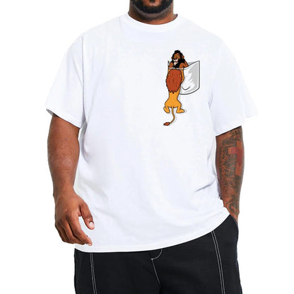 Men's Oversized Pocket T-Shirt with Lion Print