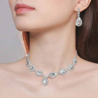 Elegant Bridal Crystal Necklace and Earrings Set