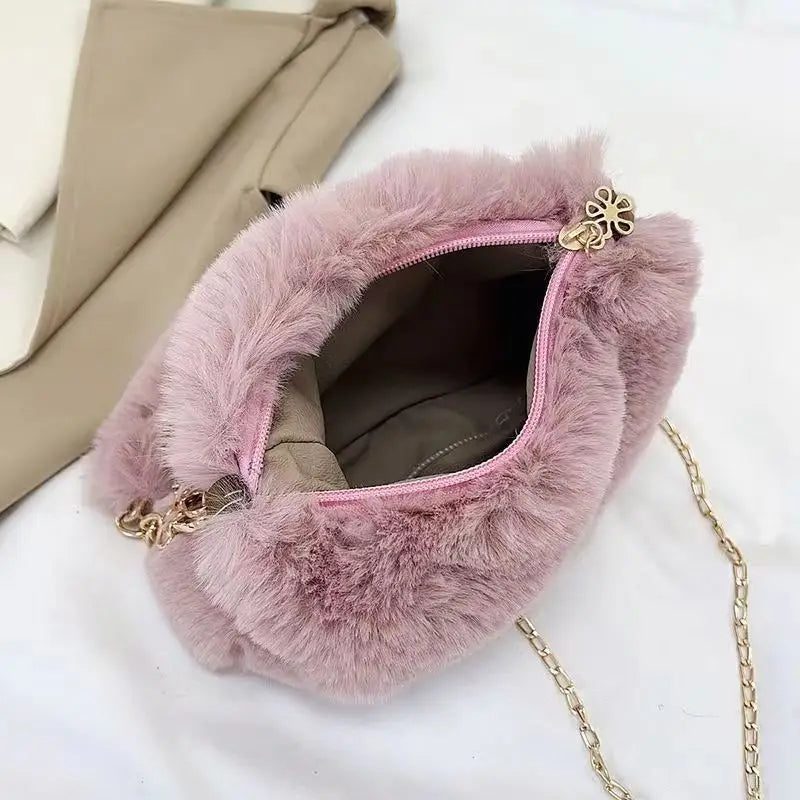 Winter Plush Crossbody Tote Bag for Women