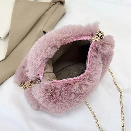 Winter Plush Crossbody Tote Bag for Women