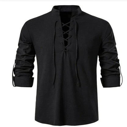 2023 Men's V-Neck Vintage Long Sleeve Shirt