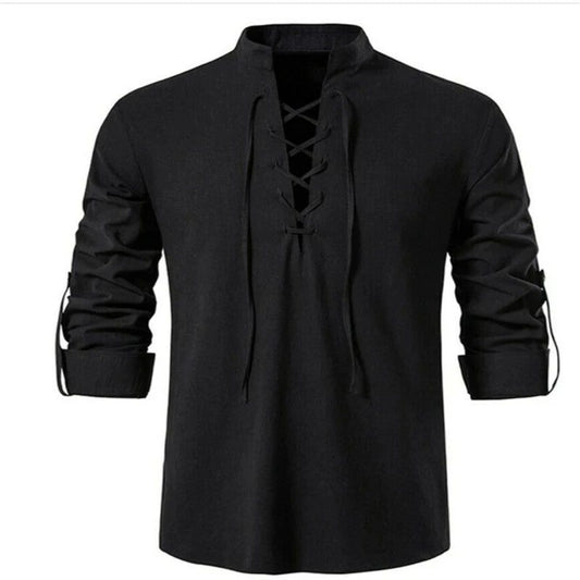 2023 Men's V-Neck Vintage Long Sleeve Shirt