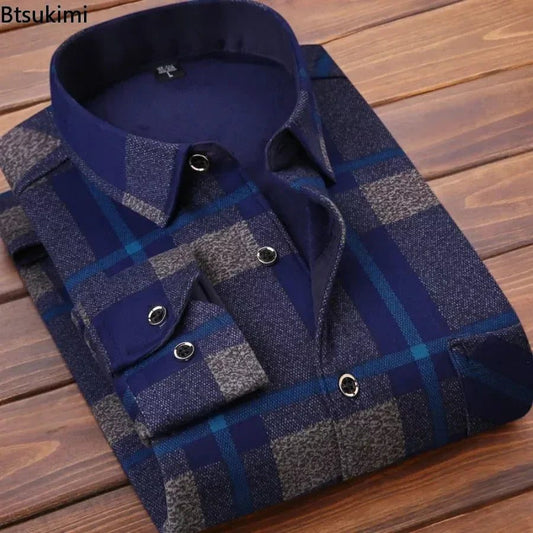 Men's Warm Flannel Plaid Dress Shirts