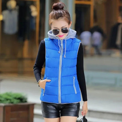 Women Lightweight Hooded Puffer Vest Jacket