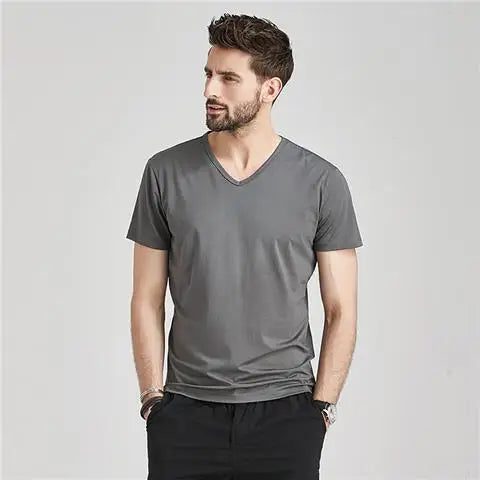 Men's V-Neck T-Shirts: Luxury Ice Silk