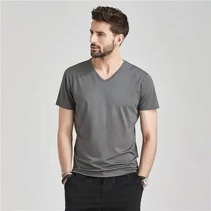 Men's V-Neck T-Shirts: Luxury Ice Silk