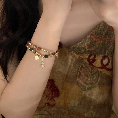 Vintage Double Layer Pearl Beaded Bracelet