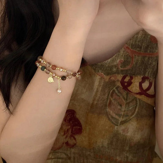 Vintage Double Layer Pearl Beaded Bracelet