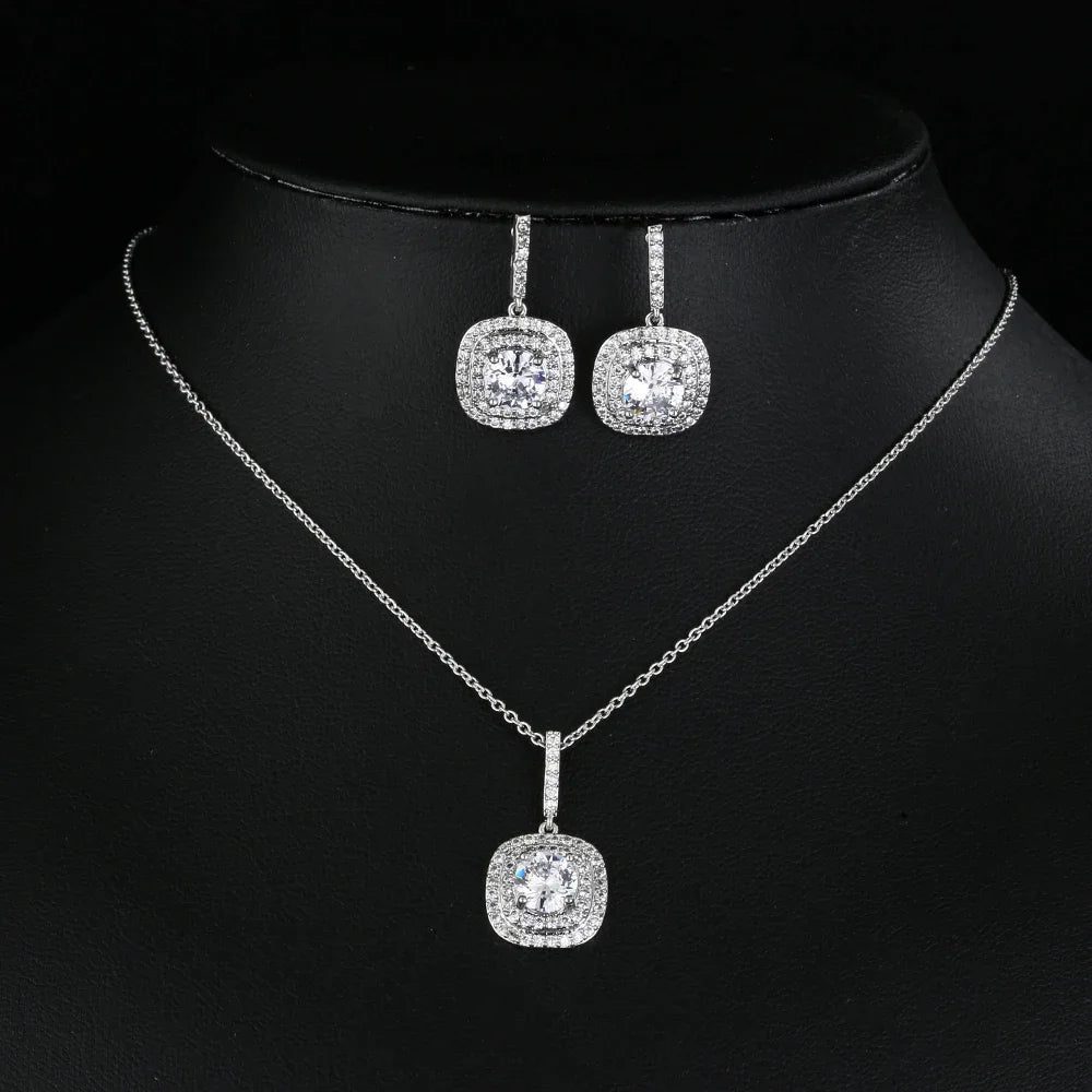 Elegant Bridal Jewelry Set: Water Drop Earrings