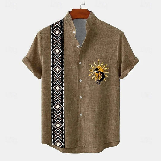 Men's Casual Short Sleeve Linen Shirt
