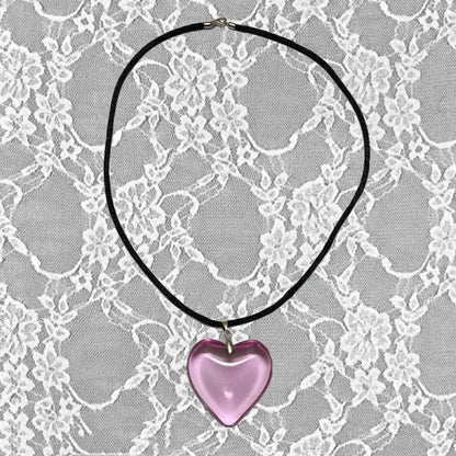 Vintage Y2K Red Heart Necklace for Women