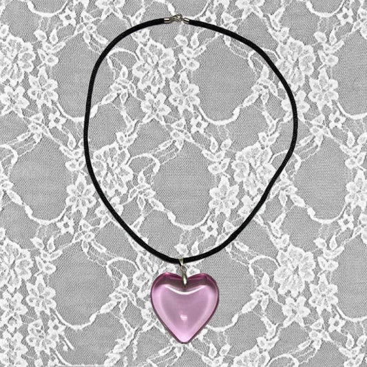 Vintage Y2K Red Heart Necklace for Women