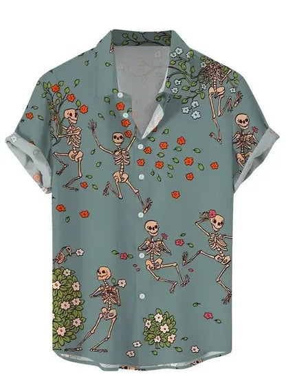 Funny Vintage Skull Floral Hawaiian Shirt