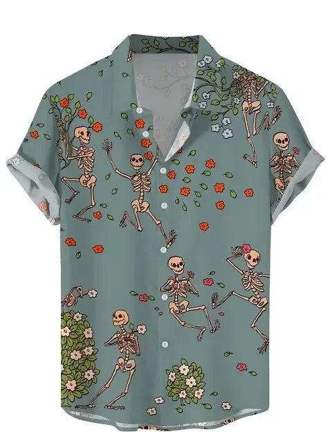 Funny Vintage Skull Floral Hawaiian Shirt