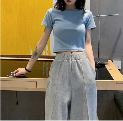 9 Colors Women's Cropped T-Shirt for Summer