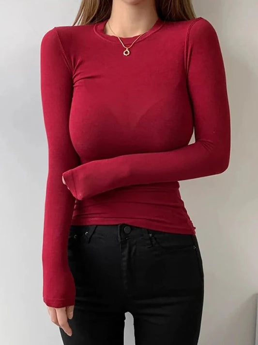 Trendy Long Sleeve Cotton T-Shirts for Women