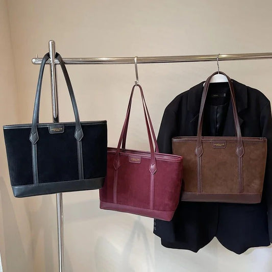 Trendy Faux Suede Tote Bag for Women