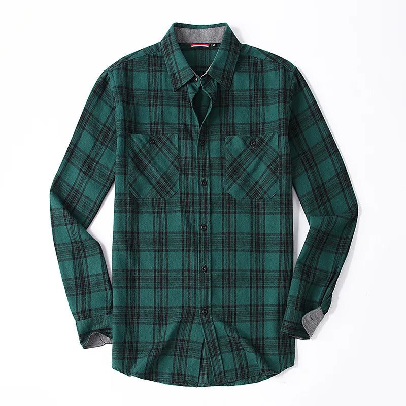 Men's Casual Long Sleeve Plaid Flannel Shirt