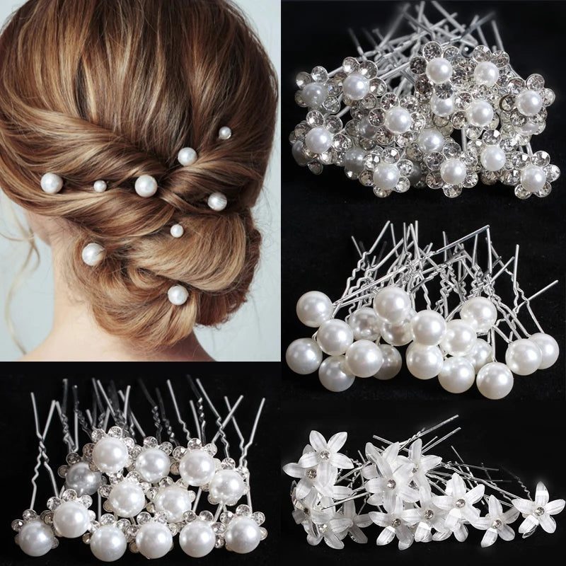 Elegant Floral Crystal Pearl Wedding Hairpin