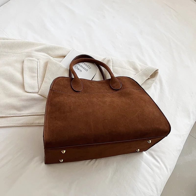 Vintage Suede Handbags: Large Capacity Luxury Bags