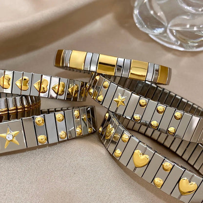 Vintage Waterproof Stainless Steel Heart Bangles