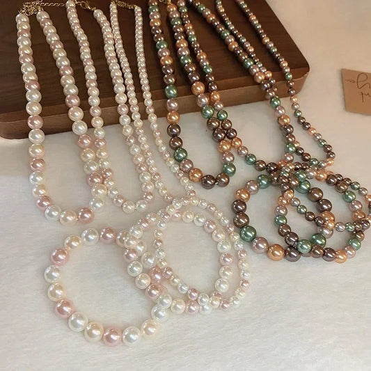 Elegant Mixed Color Pearl Jewelry Set 2024