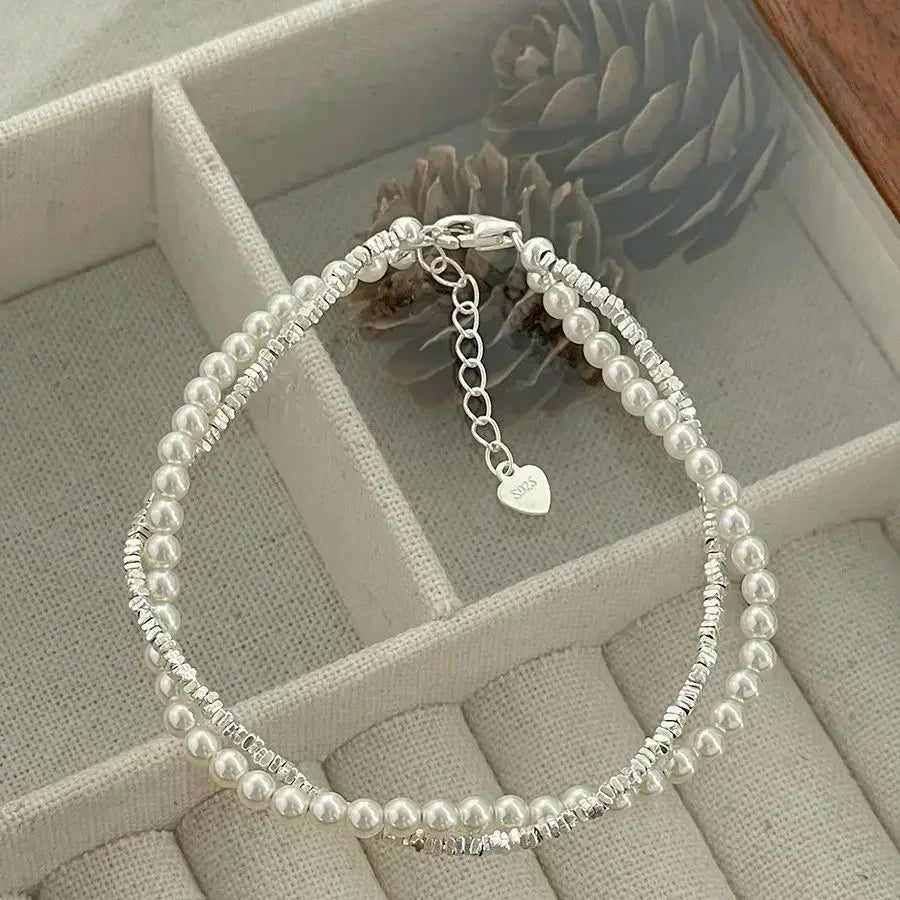 Luxury 925 Silver Pearl Bracelet for Women