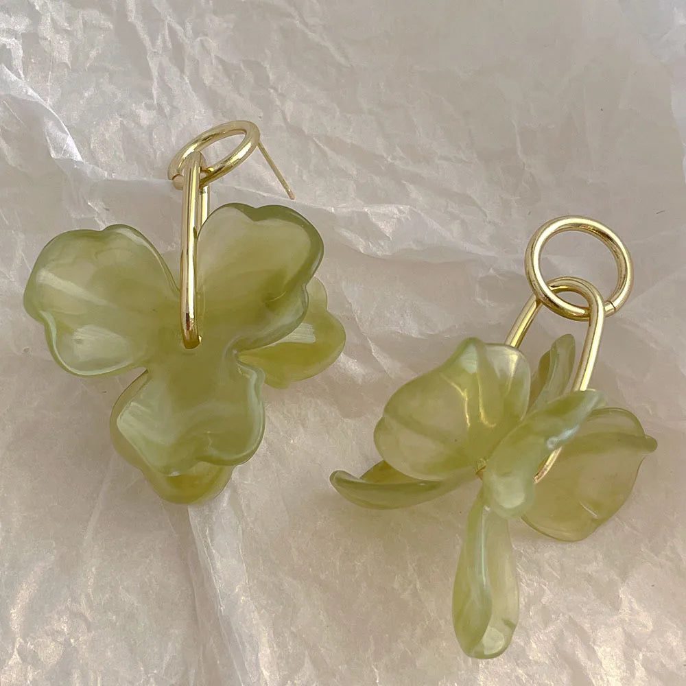 Vintage Amber Flower Earrings for Women