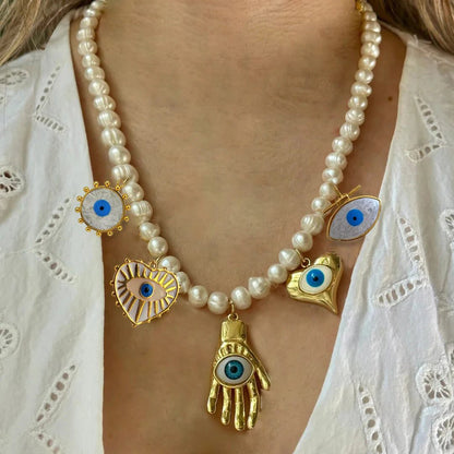 Chunky Cherry Pendant Necklace with Pearls