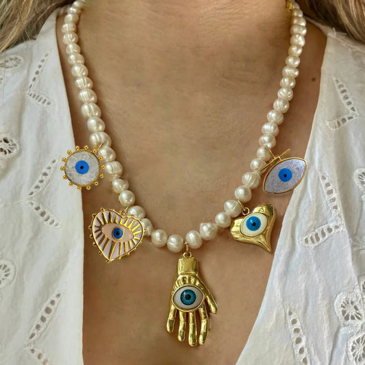 Chunky Cherry Pendant Necklace with Pearls