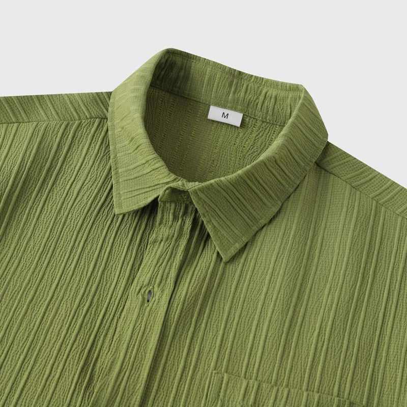 Men's Green Linen Short Sleeve Shirts