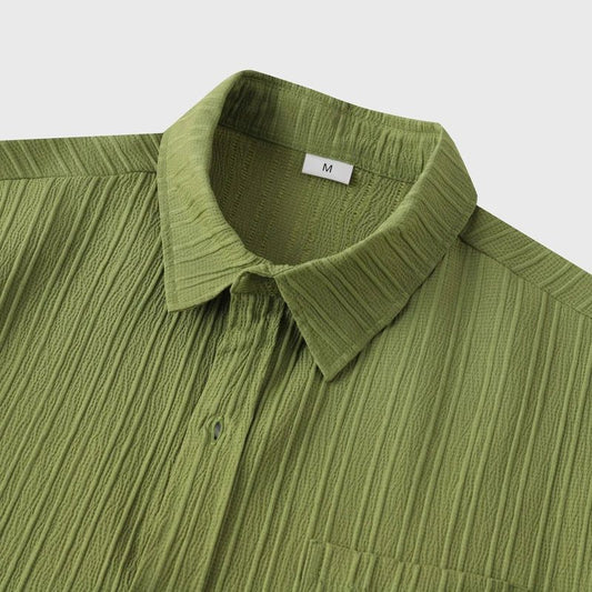 Men's Green Linen Short Sleeve Shirts